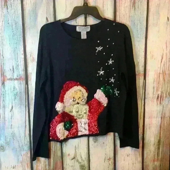 heirloom collectibles Sweaters - Christmas Sequin Santa Sweater Size L